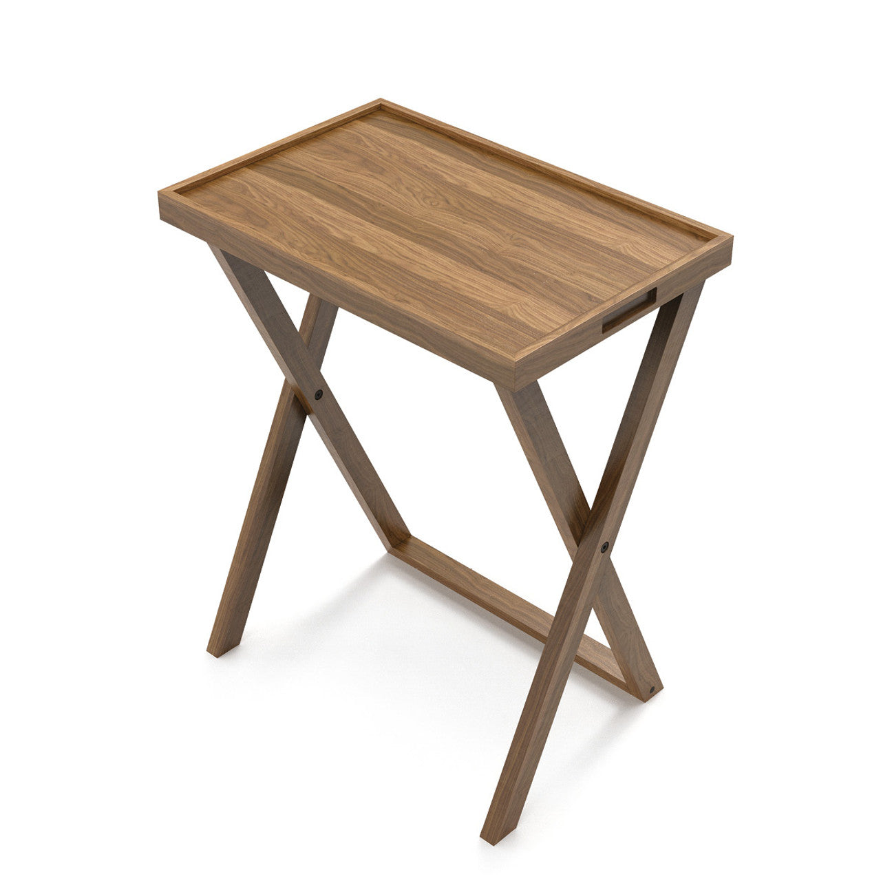 Folding Walnut Tray Table, Tall ? Non-locking