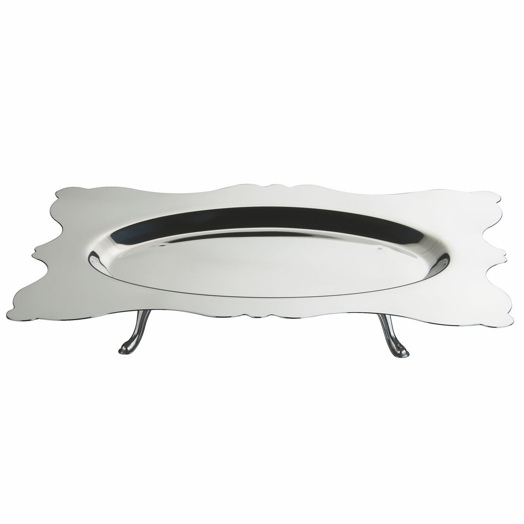 Rectangular Tray - Oval Center With Feet; Pewter 22" X 15-3/4"