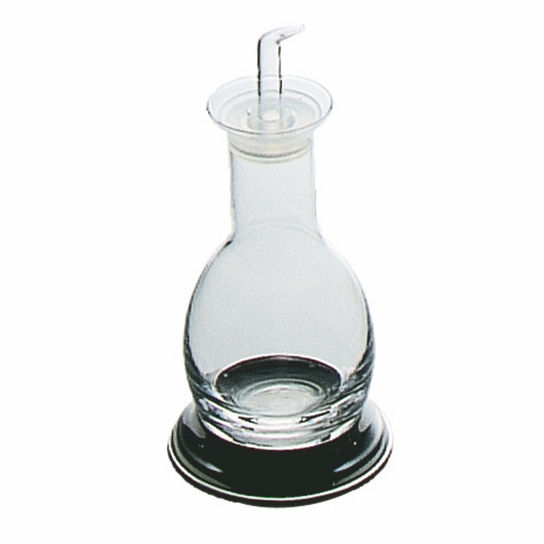 Glass Oil / Vinegar Cruet With Stainless Steel Base; H: -5-7/8" C: 7-1/2 Oz.