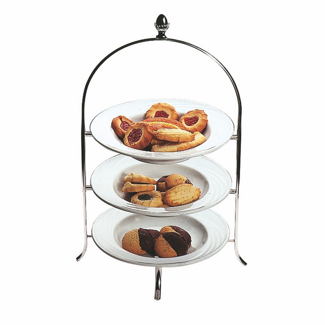 Afternoon Tea Stand, Three Tiers; H: 17-1/4" D: 8-13/16"