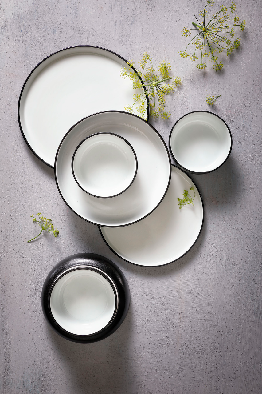 Maastricht Porselein Bord diep Cosmic 20 cm Wit Zwart