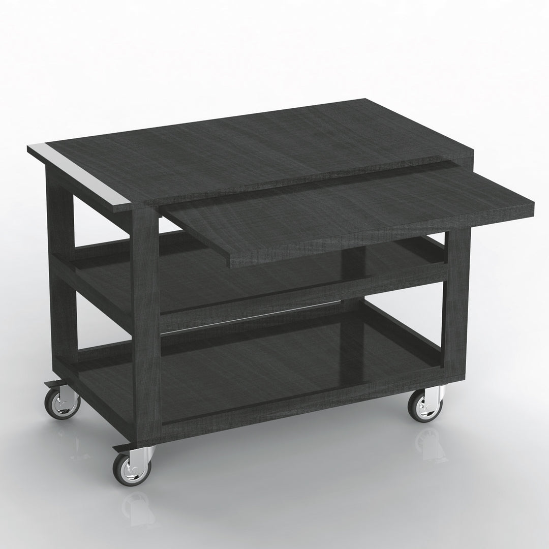 Trolley "Mississippi" - Three Shelves + Slide Out Shelf - Laminated Panel L: 38-1/2" W: 22-1/2" H: 33-1/2"