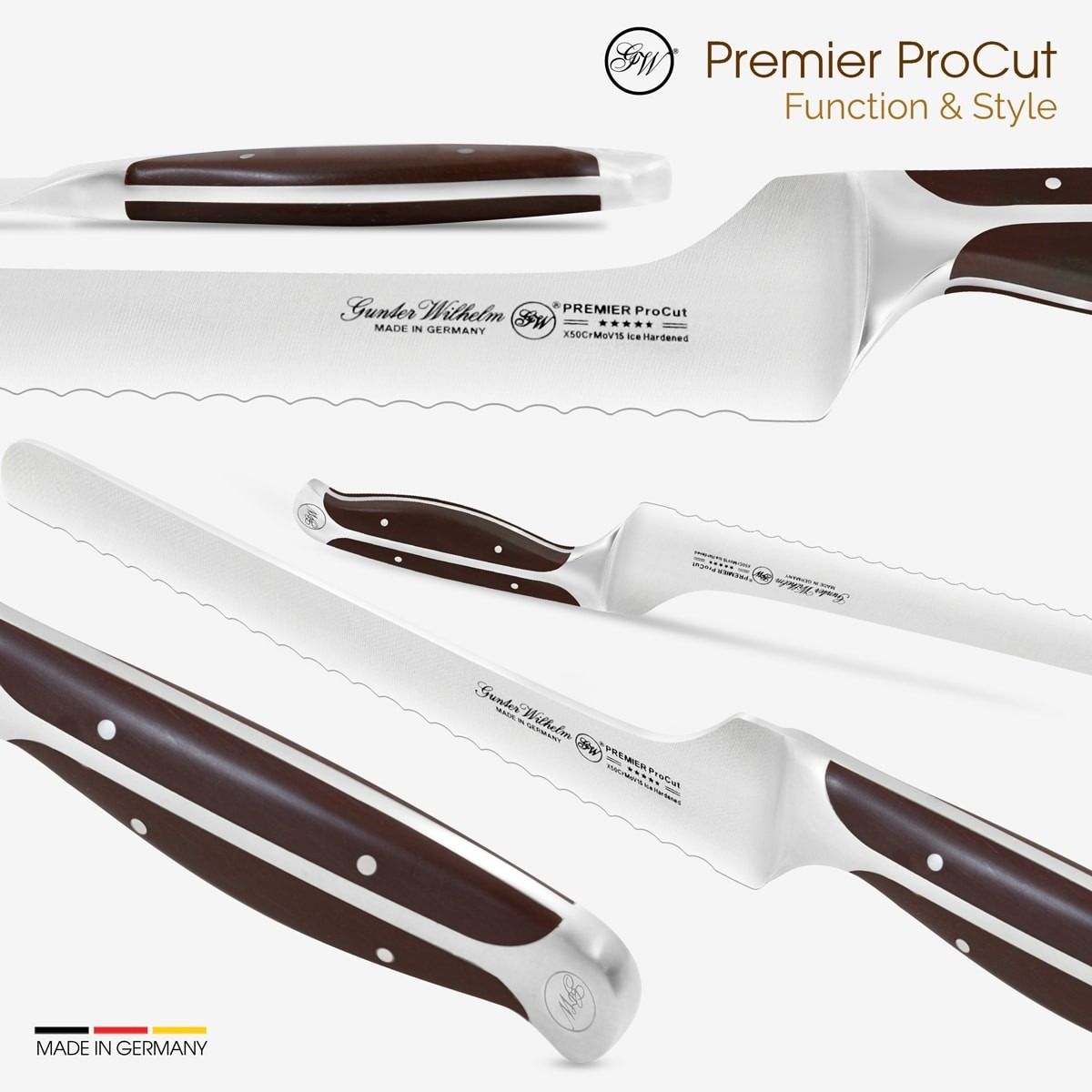 Gunter Wilhelm Thunder Offset Bread Knife, 10 Inch | Dark Brown ABS Handle SKU: 30-318-1510