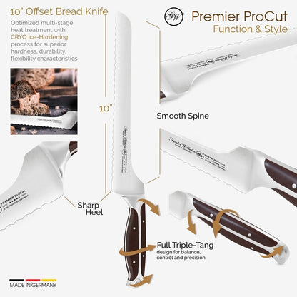 Gunter Wilhelm Thunder Offset Bread Knife, 10 Inch | Dark Brown ABS Handle SKU: 30-318-1510