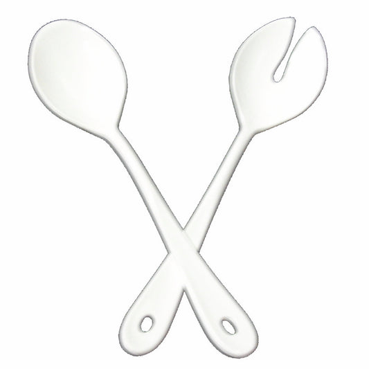 Polycarbonate Salad Serving Set, Solid Colors, Black Or White White