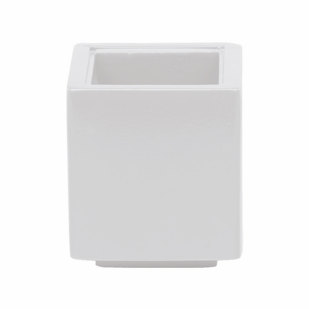 Wenge Wood Finish Square Bowl;  L: 2-3/8" W: 2-3/8" Lacquered White