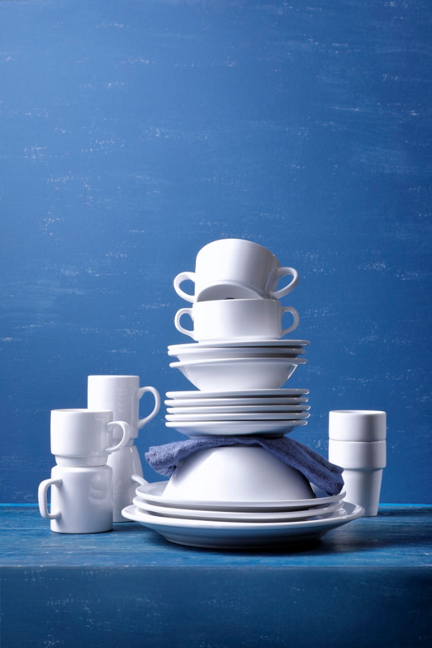 Mammoet plate wide rim Budgetline 24.5 cm Porcelain White