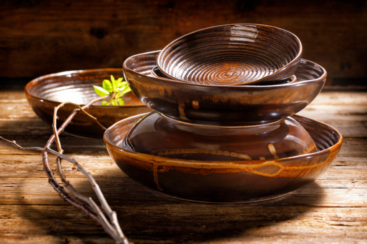 Palmer Bord diep coupe Metallic 15 cm Stoneware Bruin