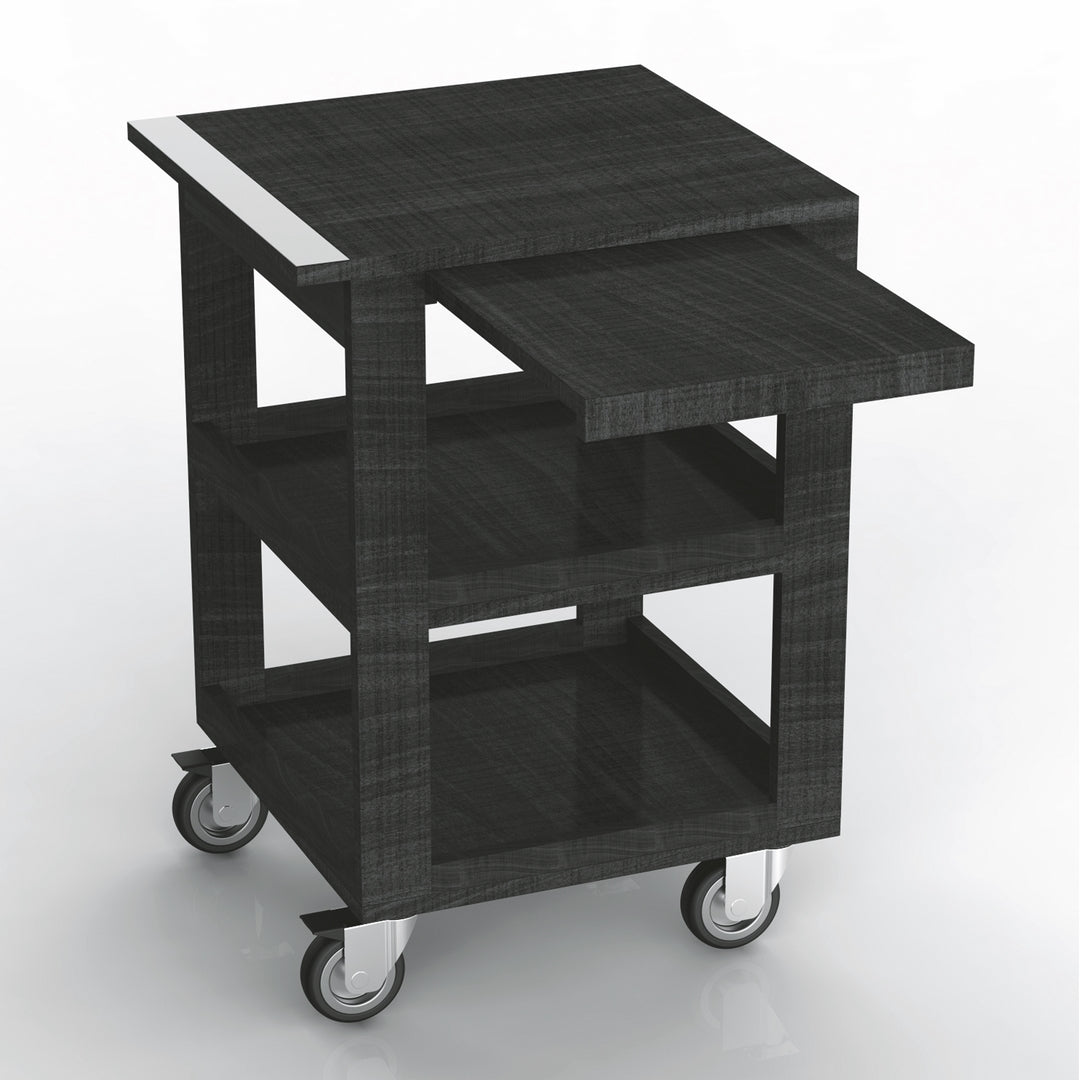 Trolley "Reno" - Three Shelves + Slide Out Shelf - Laminated Panel 19-3/4" X 19-3/4" H: 33-1/2"