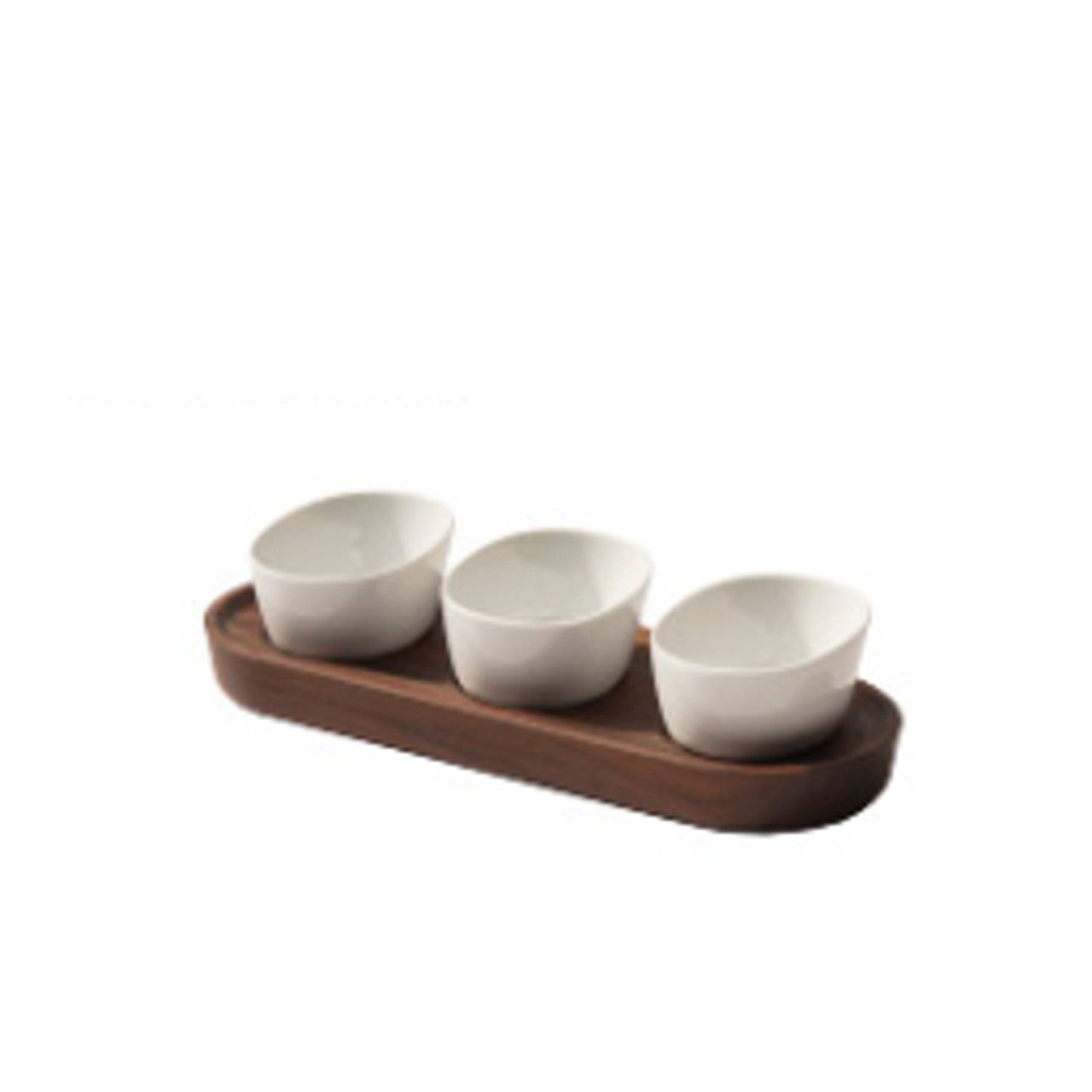 Walnut Porcelain condiment set